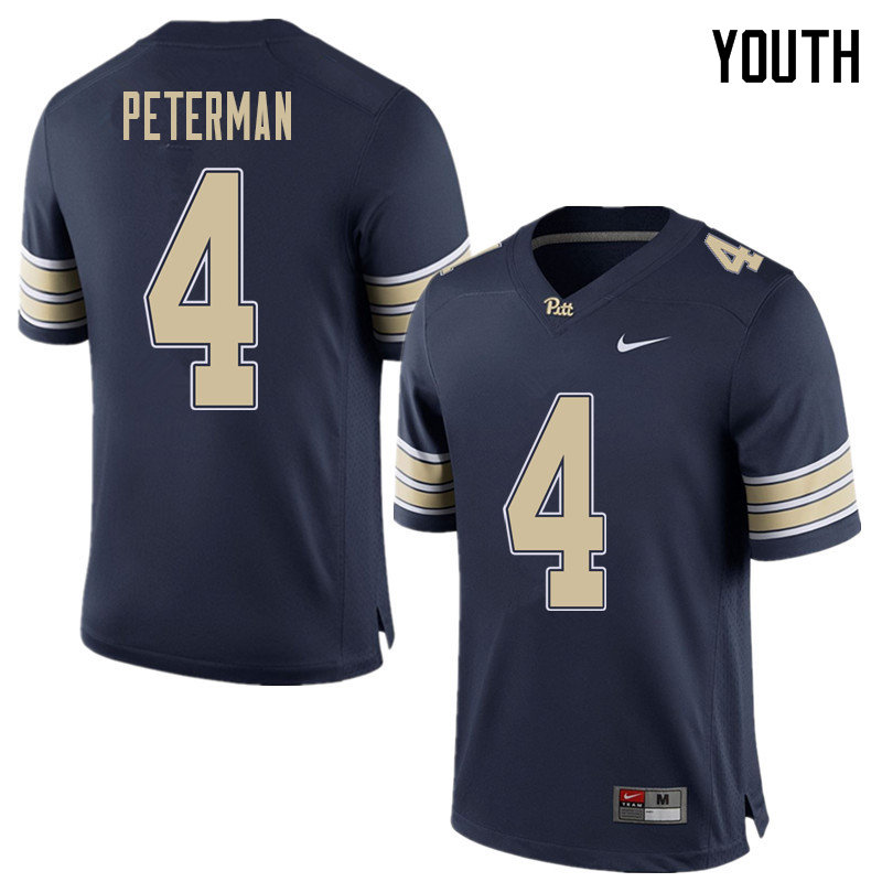 Youth #4 Nathan Peterman Pittsburgh Panthers College Football Jerseys Sale-Home Blue